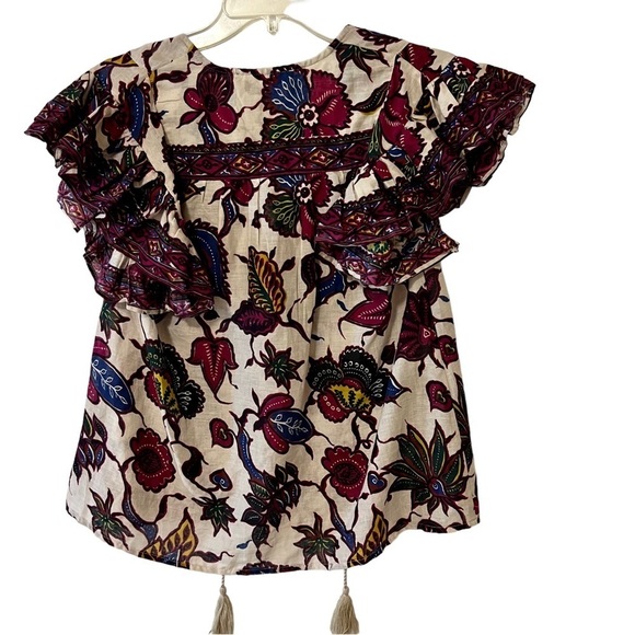 Love the Label New Ruffle Flutter Sleeve Floral Print V Neck Blouse Shirt S Boho - Picture 8 of 15